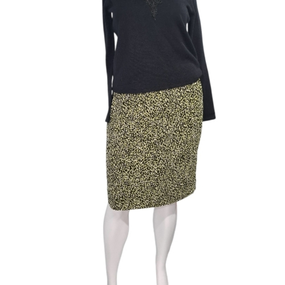 Anne Klein Black and Green Midi Skirt Size L Cassual Professional Career